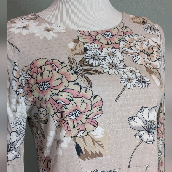 Altar'd State boho long sleeve floral spring summer dress blush nude EUC Medium - Picture 8 of 10